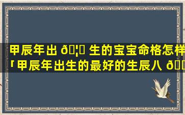 甲辰年出 🦍 生的宝宝命格怎样「甲辰年出生的最好的生辰八 🌻 字」